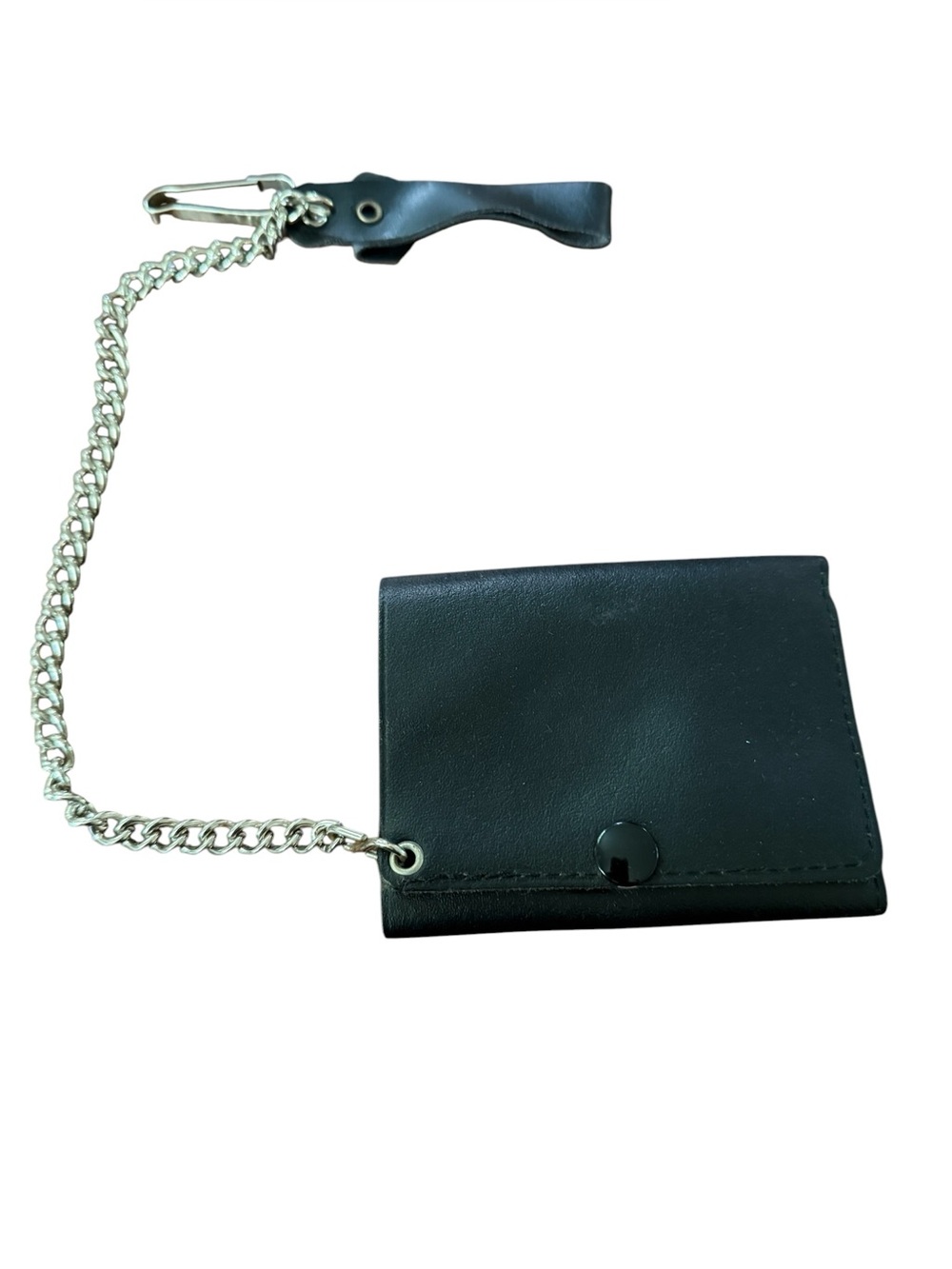 Vintage PITT Fine Leather Goods Men's Black Chain Wallet Made in Canada 60s 70s